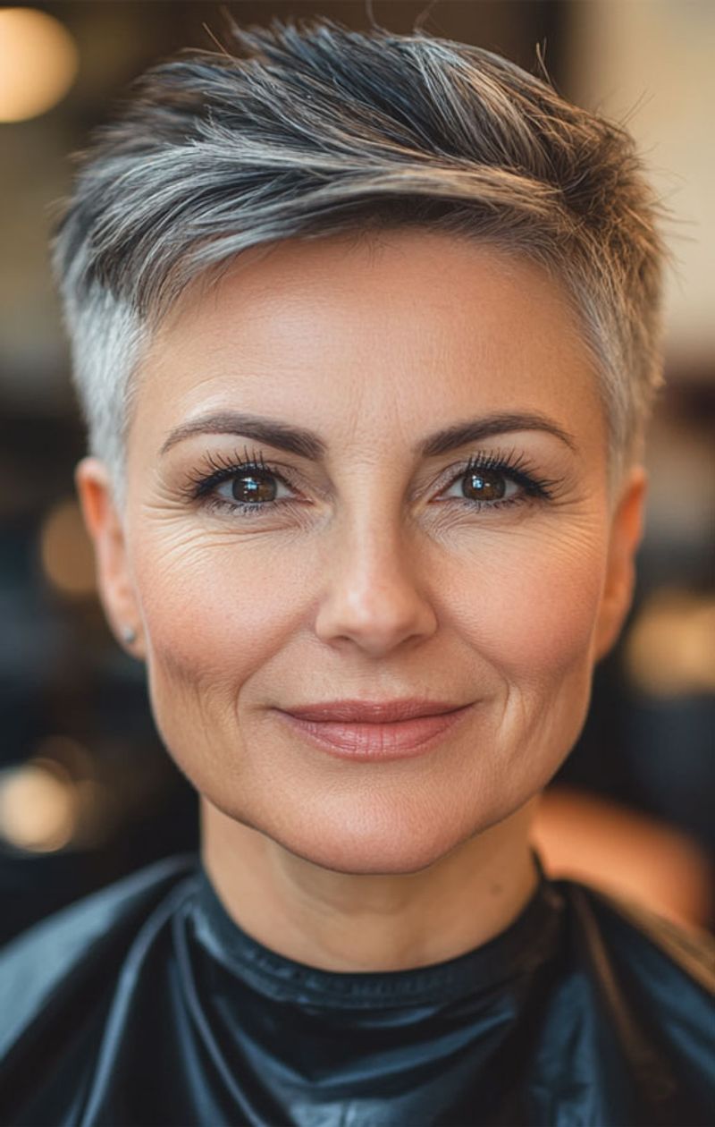 Salt and Pepper Tapered Pixie