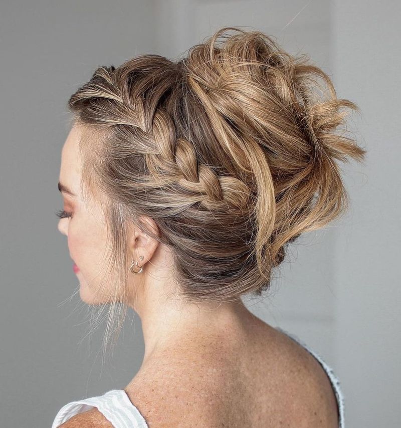 Braided Updo with Loose Tendrils