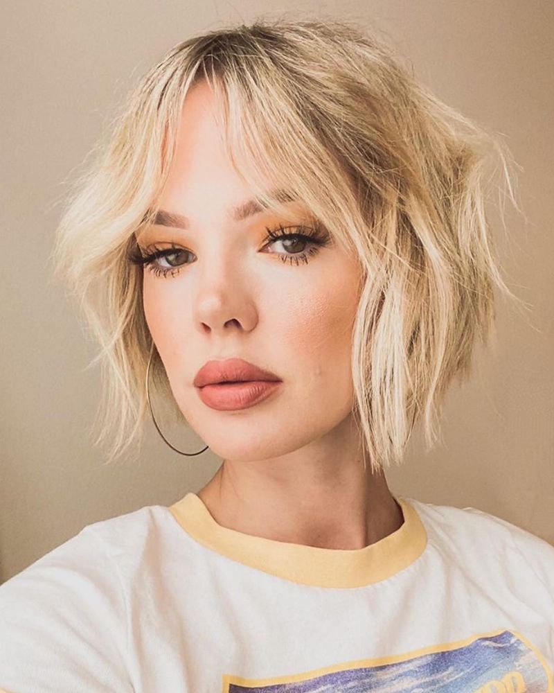 Textured Bob with Curtain Bangs