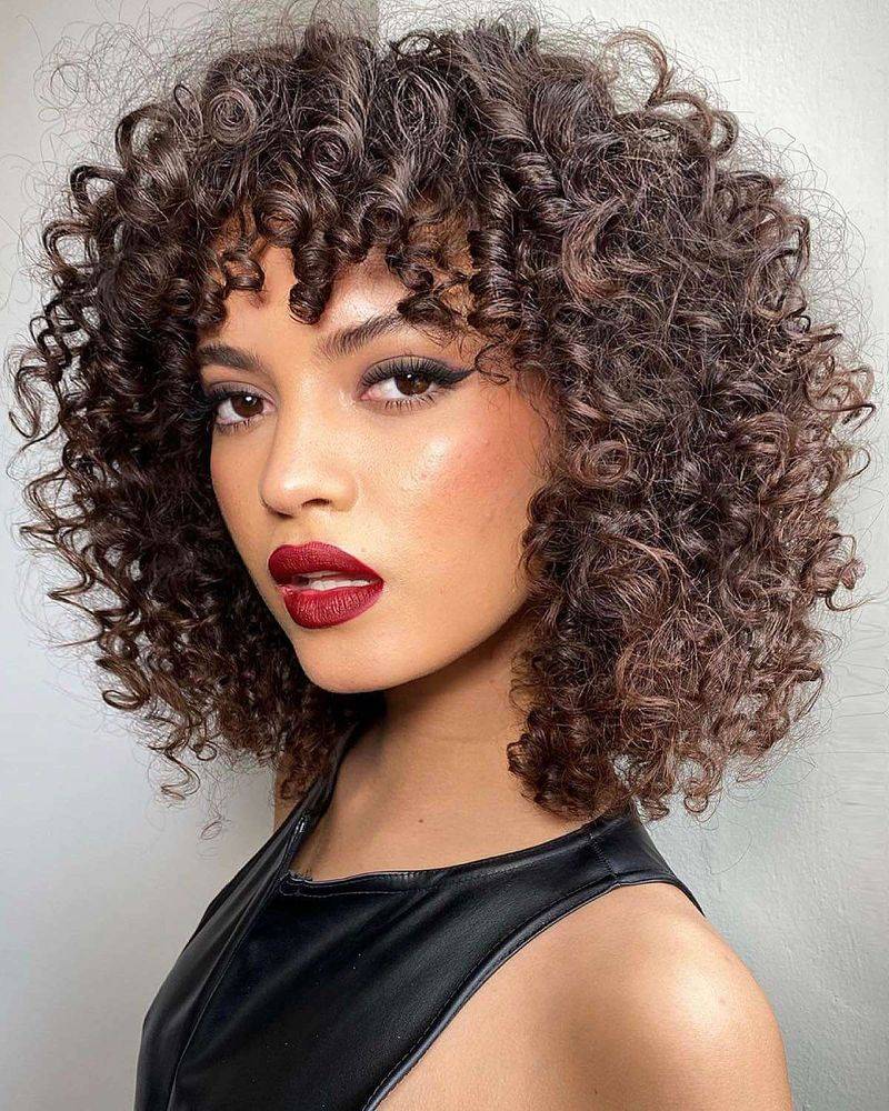 Curly Shag with Curtain Bangs