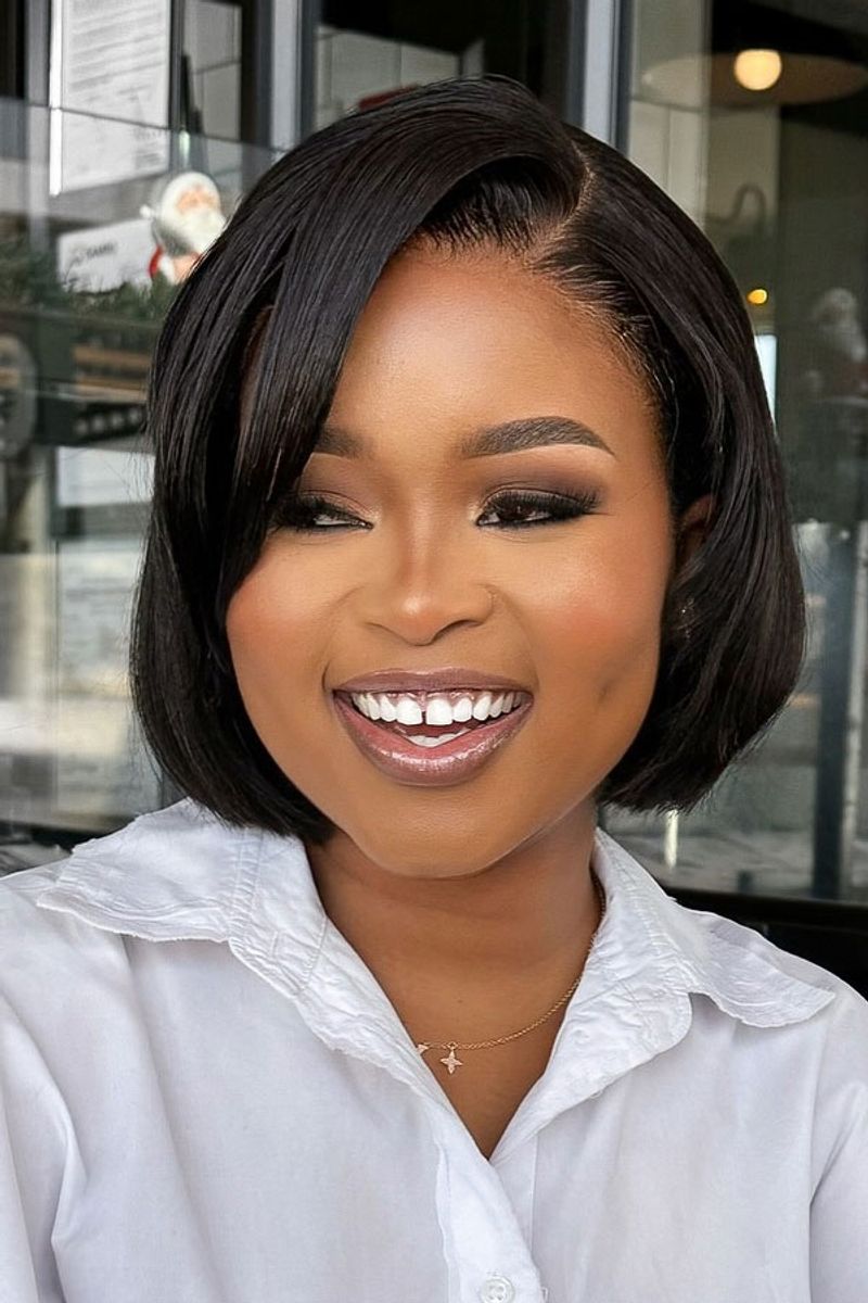 Sleek Bob with Side-Swept Bangs