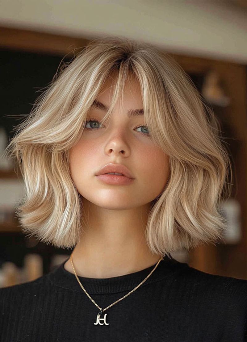 Chin-Length Curtain Bob