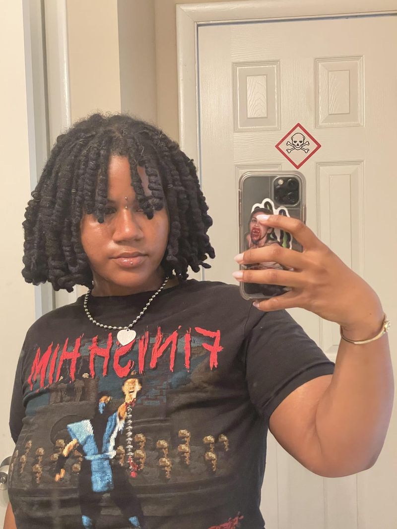 Loc Bob with Swooping Bangs