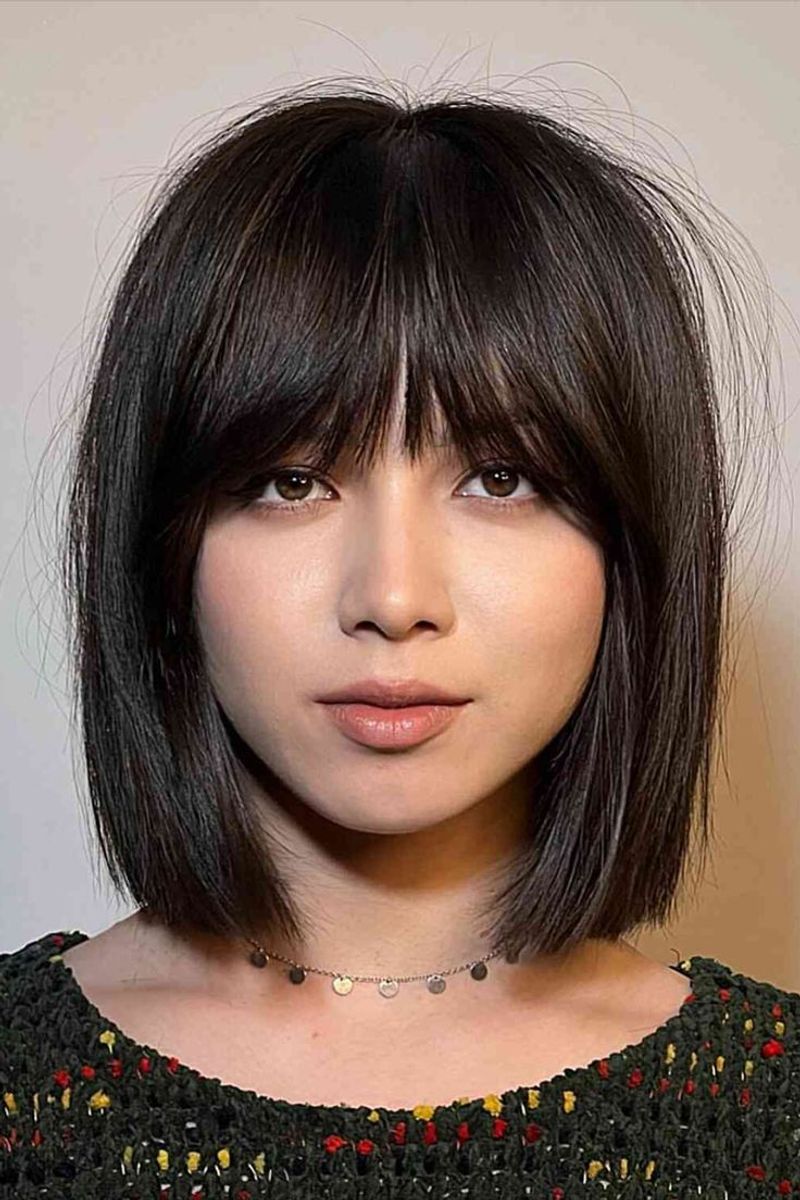 Textured Bangs for Heart Faces