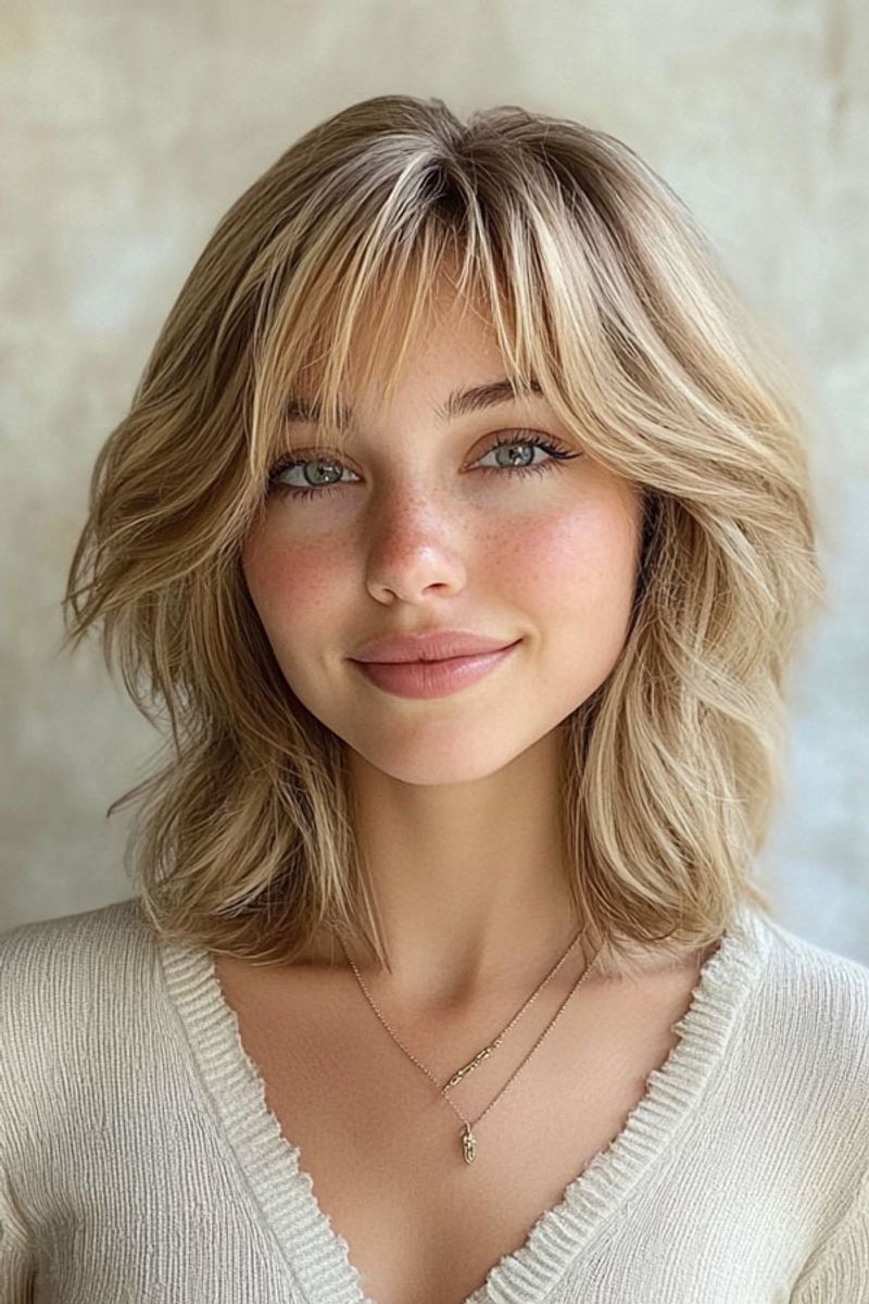 Layered Mid-Length Cut with Curtain Bangs