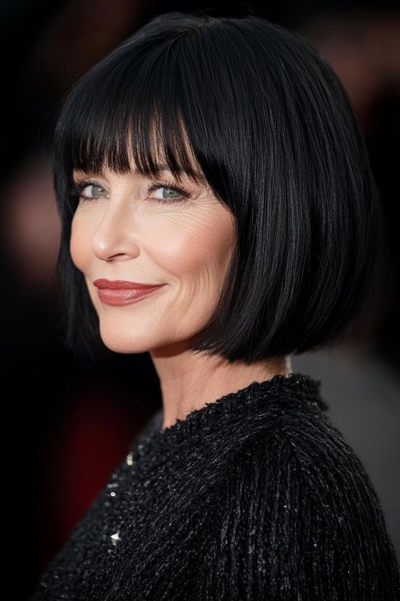 Blunt Bob with Full Straight-Across Bangs