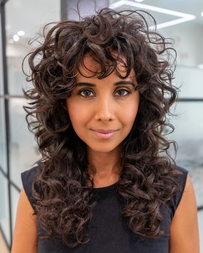 Curly Shag with Curtain Bangs