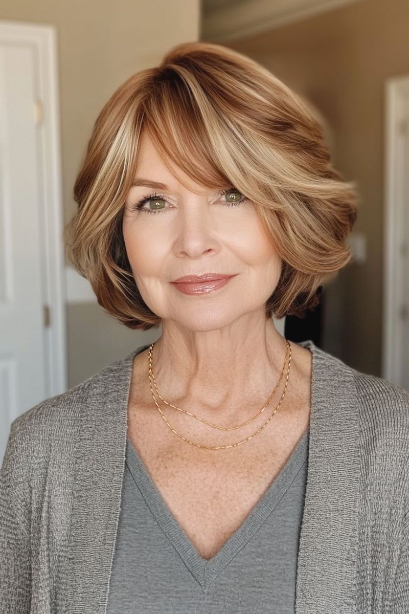 Layered Bob with Side-Swept Bangs