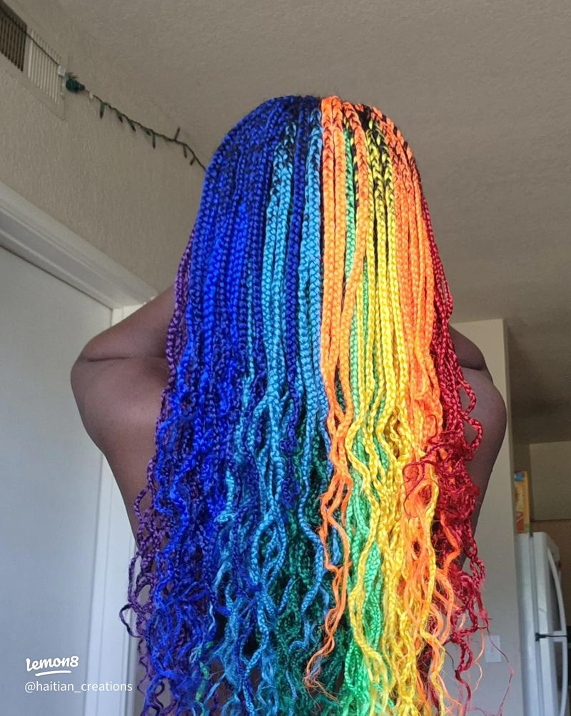 Rainbow-Colored Box Braids