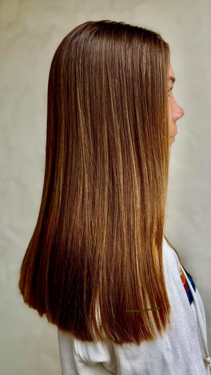 Blunt, One-Length Hair Past Shoulders