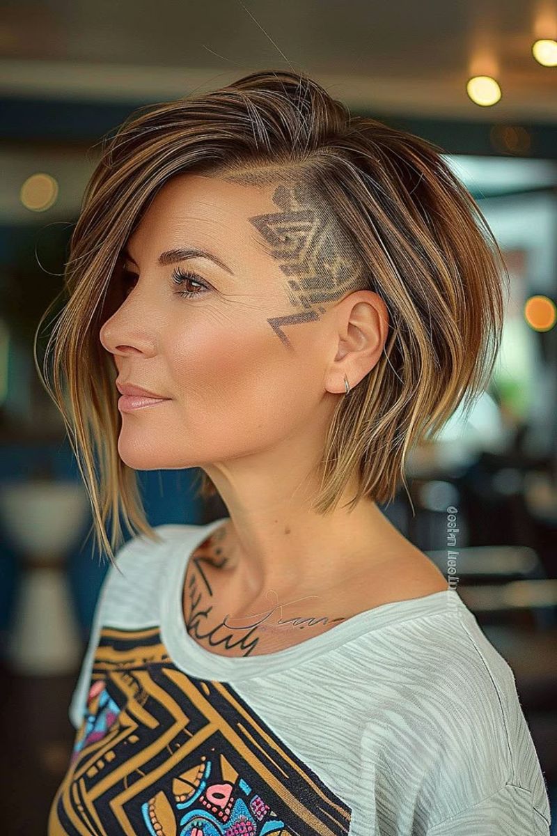 Undercut Bob with Geometric Lines