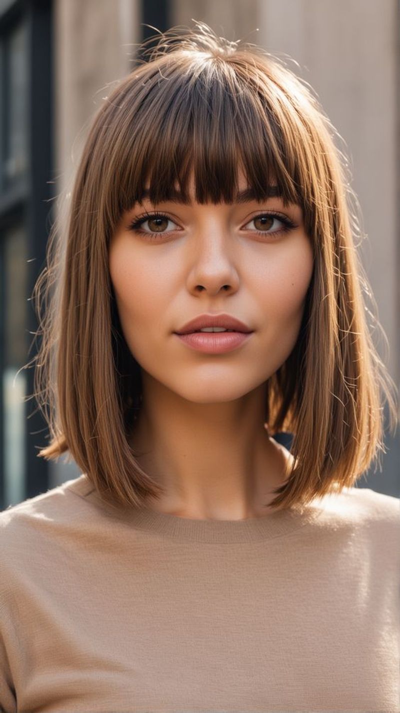 Blunt Bob with Heavy Straight Bangs