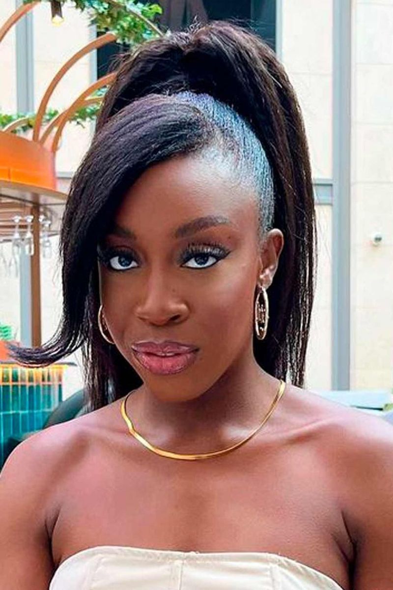Sleek Ponytail with Side-Swept Bangs