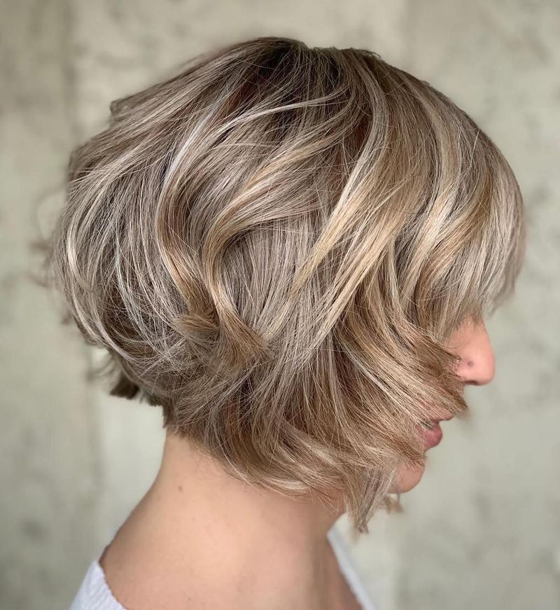 Super-Short Stacked Back with Long Side-Swept Bangs