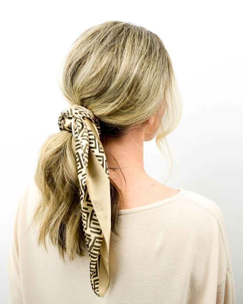 Scarf-Wrapped Ponytail