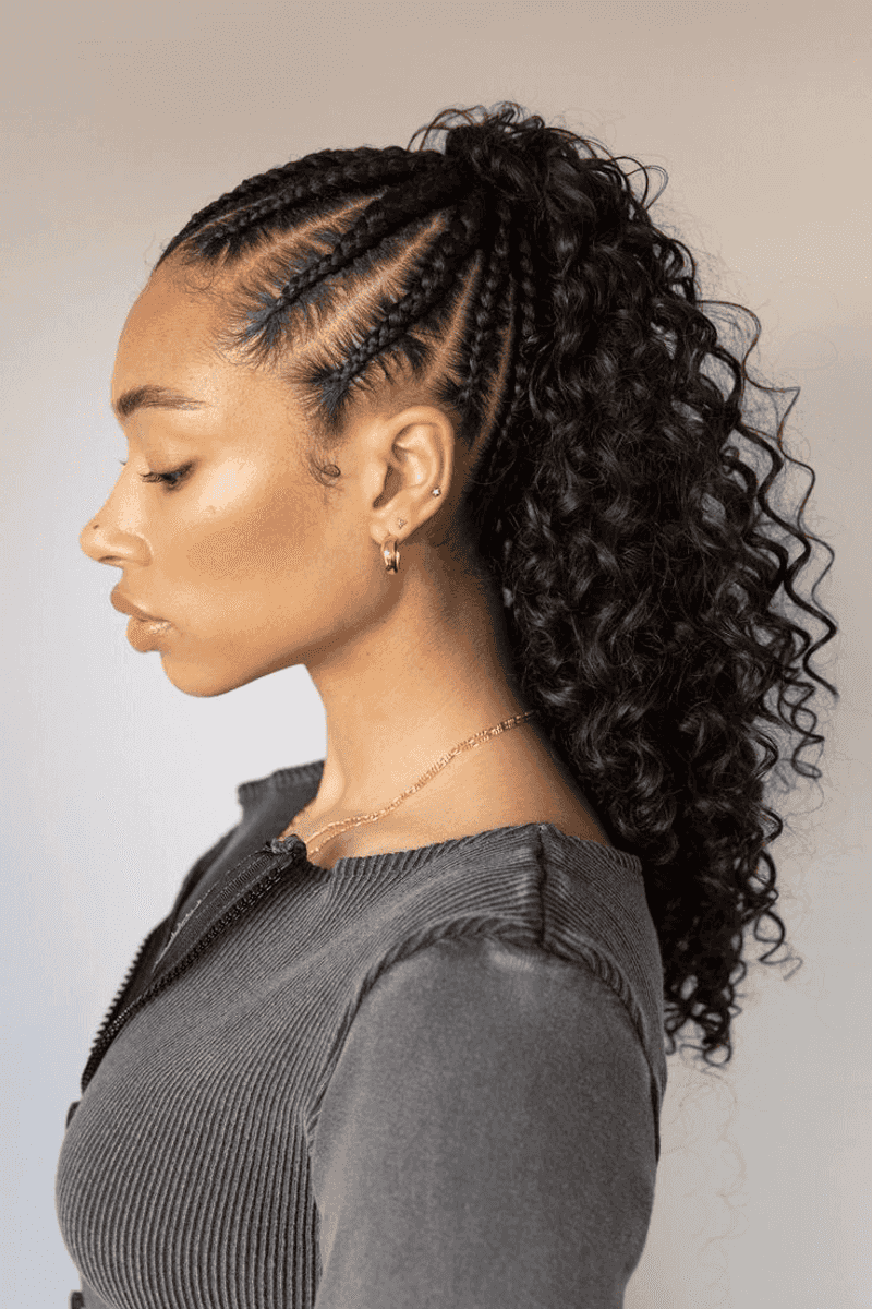 Braided Crown with Curly Ponytail