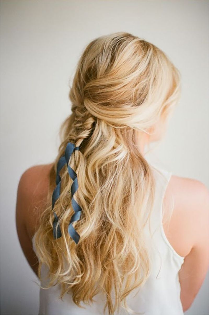 Ribbon-Wrapped Ponytails