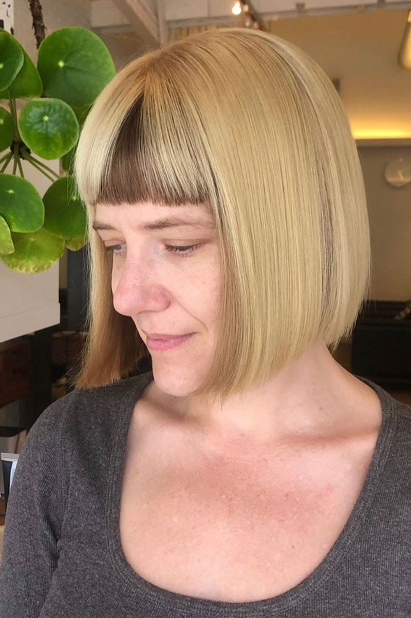 Sleek Chin-Length Bob with Micro-Bangs