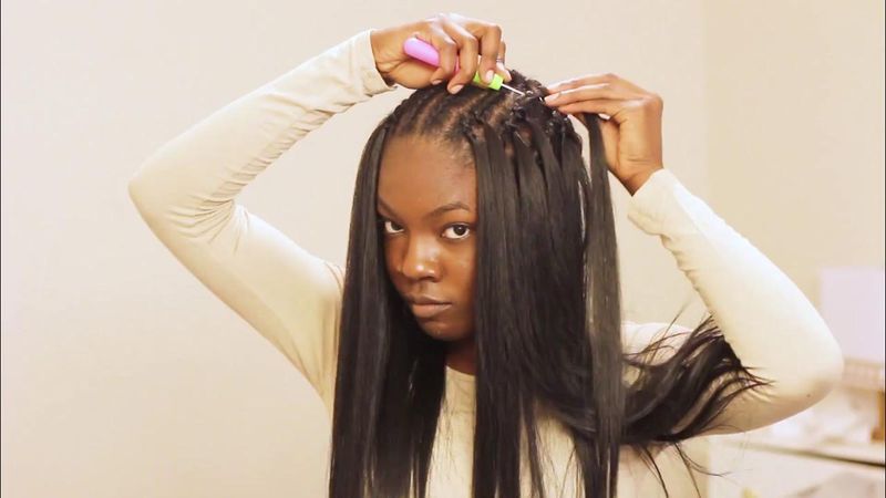 Straight Crochet Braids with Invisible Part
