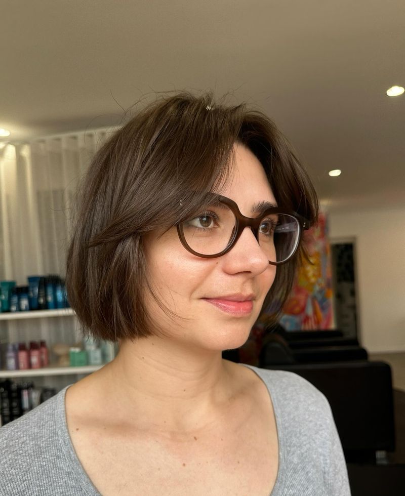 Blended Bob with Curtain Bangs