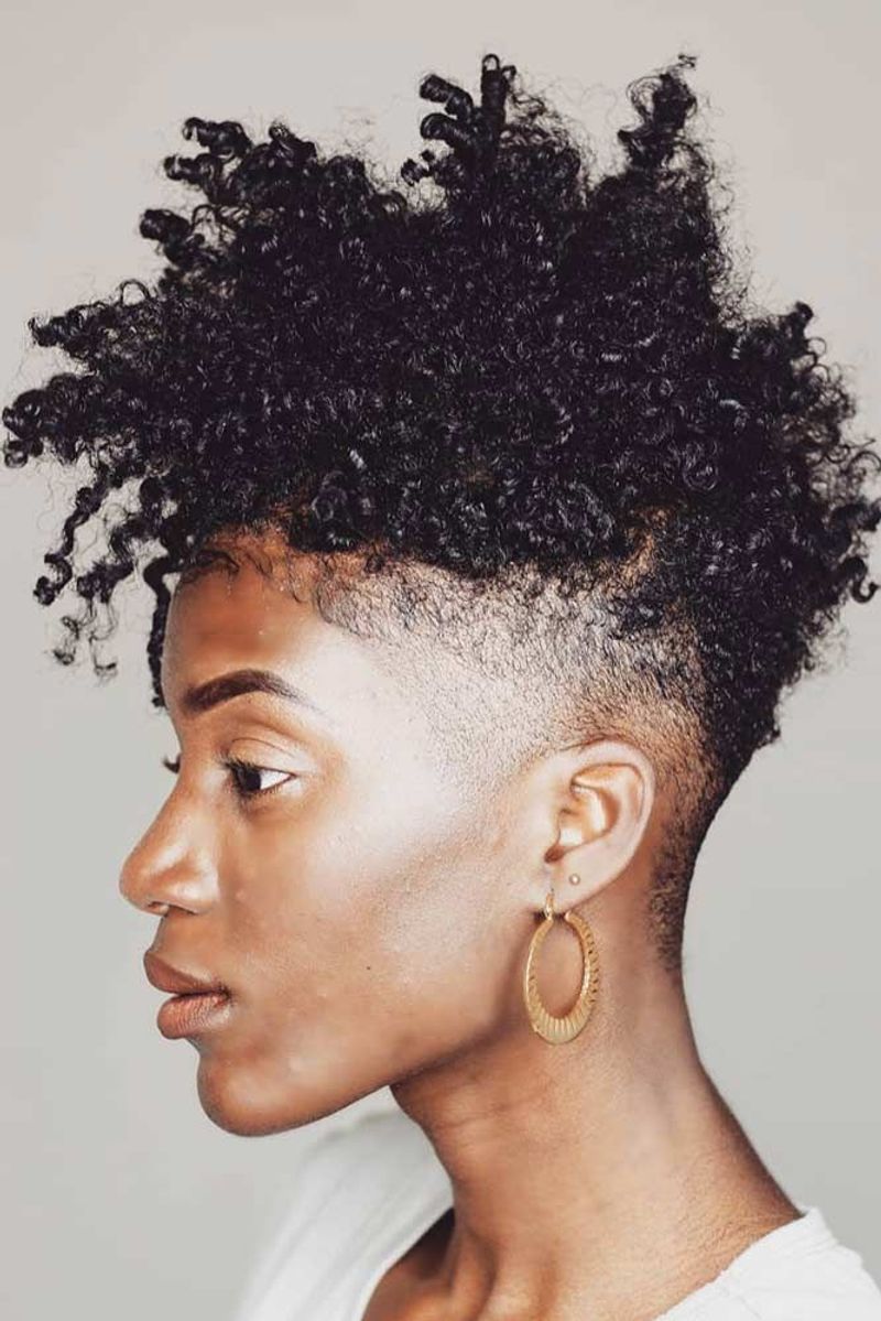 Tapered Curly Faux Hawk