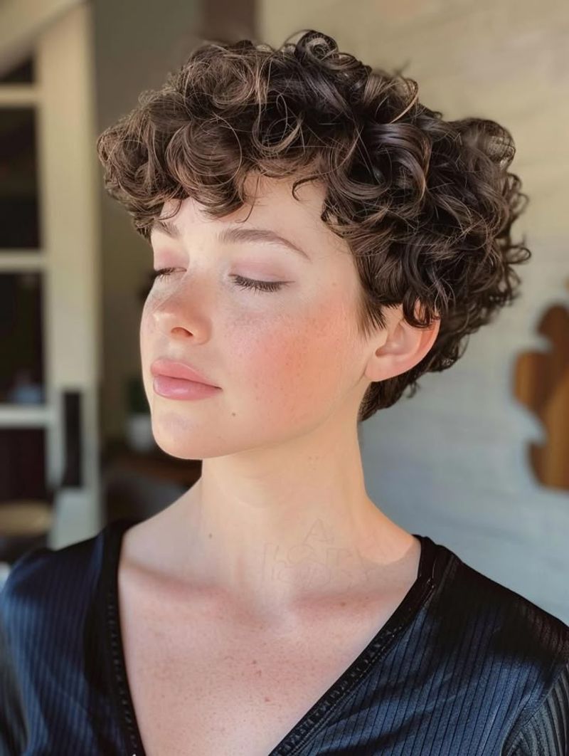 Curly Pixie with Spiral Bangs