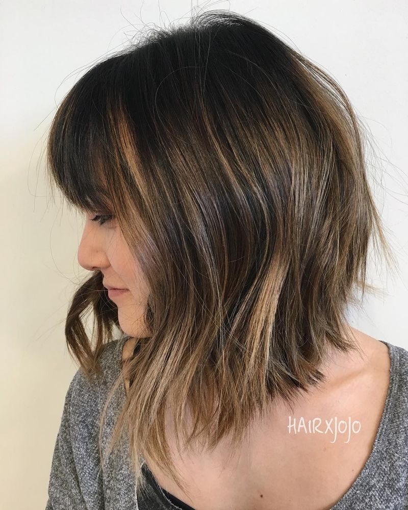 Triangle-Shaped Bob with Curved Bangs