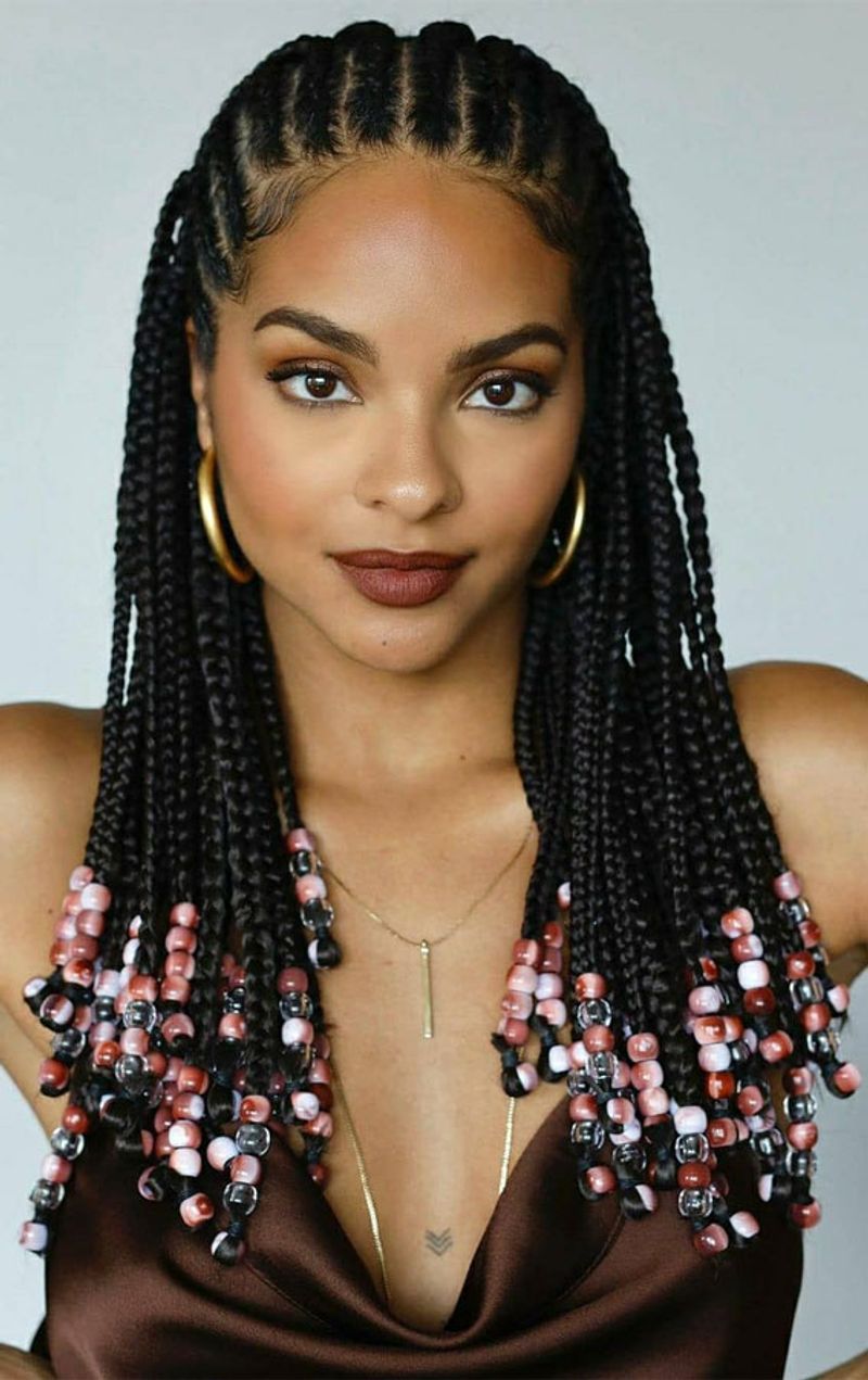 Box Braids with Colorful Beads