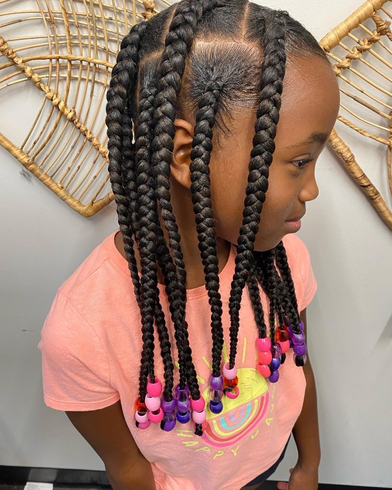 Box Braids with Colorful Beads