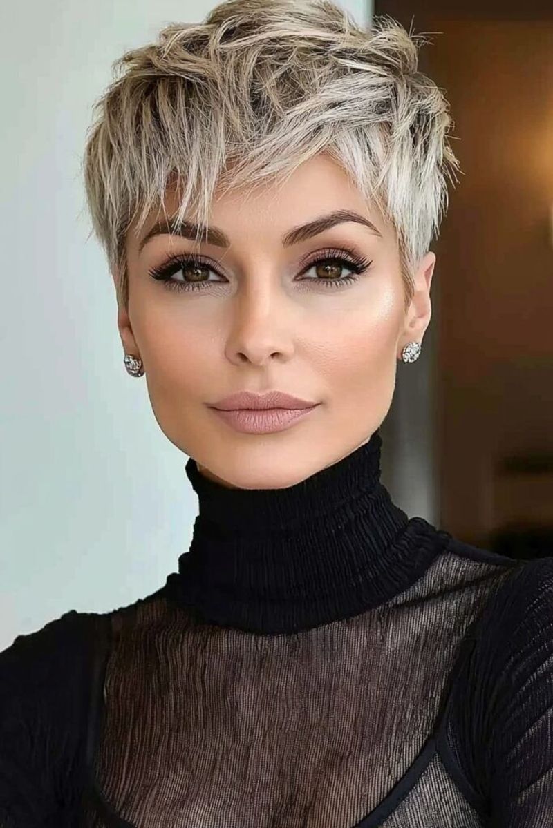 Textured Platinum Blonde Pixie