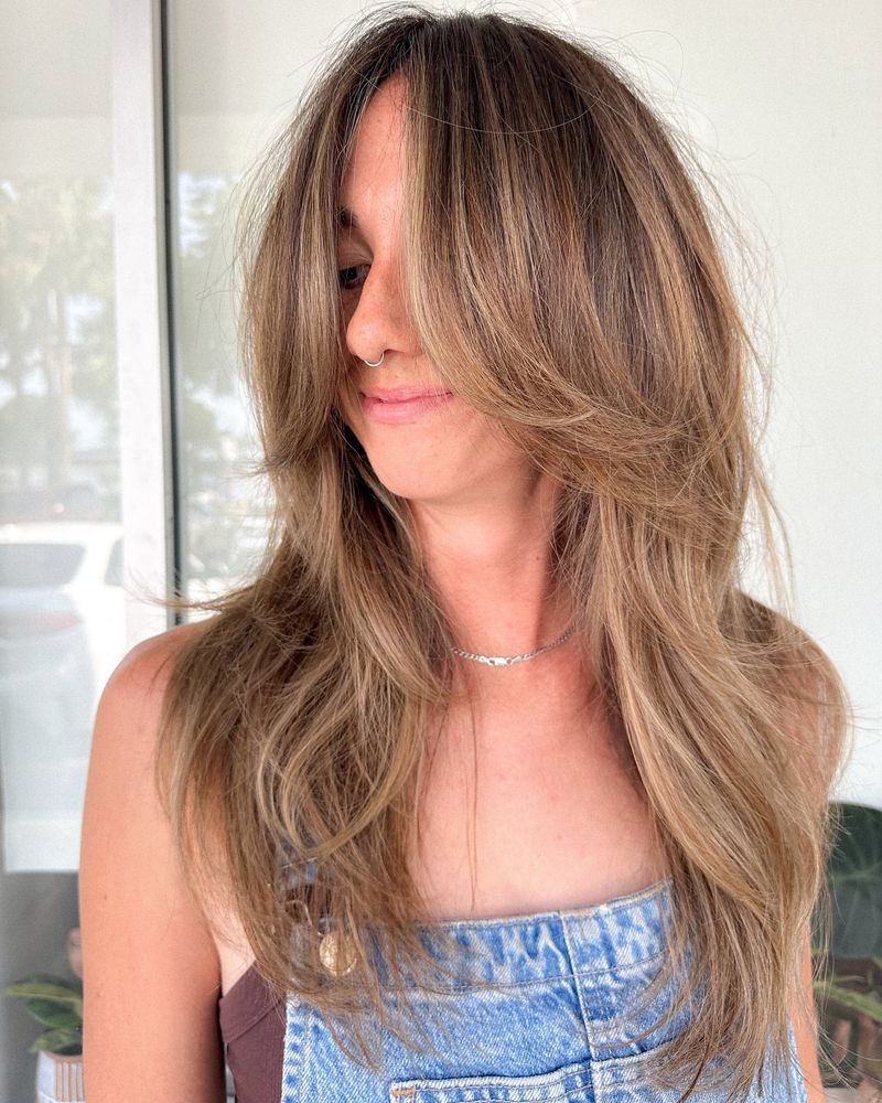Curtain Bangs with Beach Waves