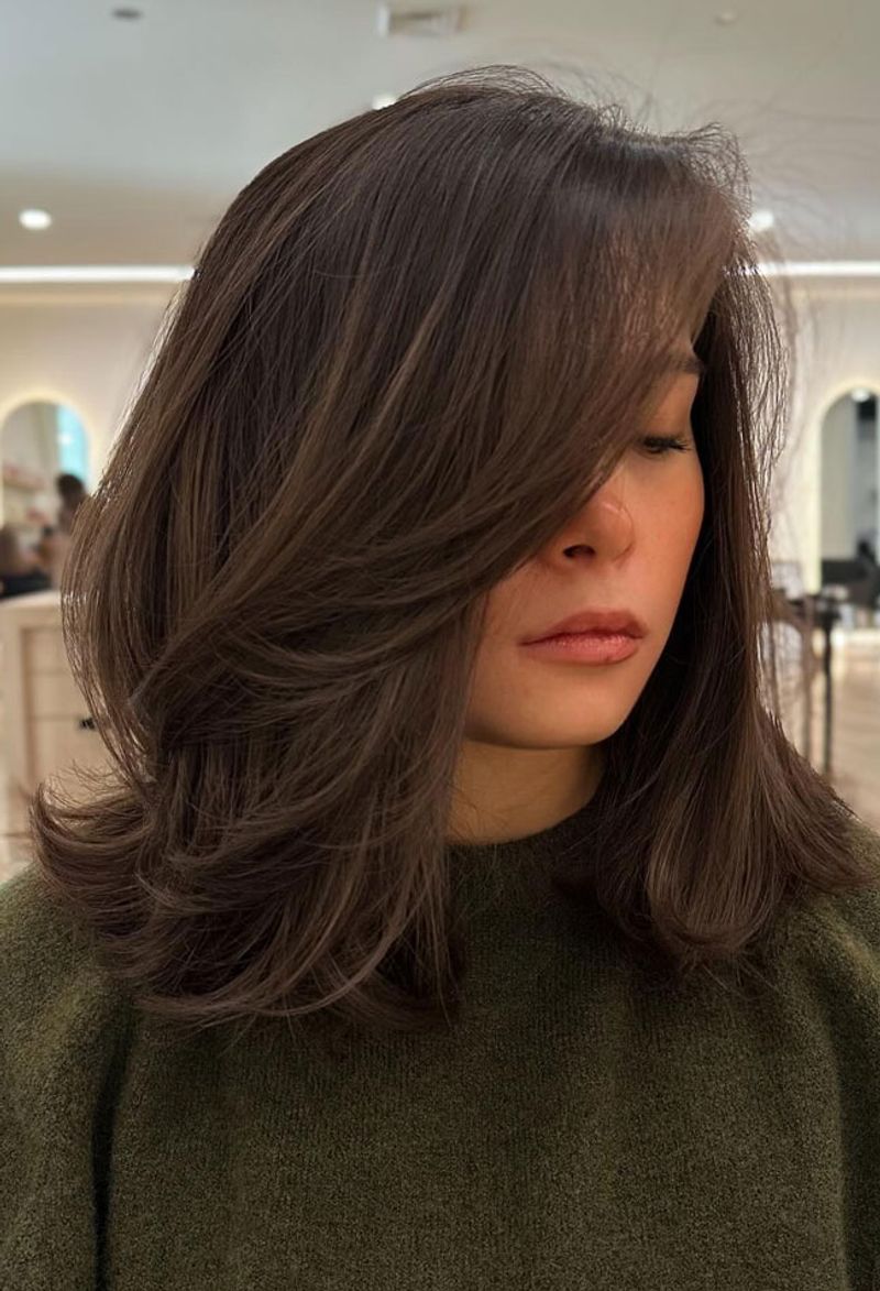 Shoulder-Length Layers with Side Sweep