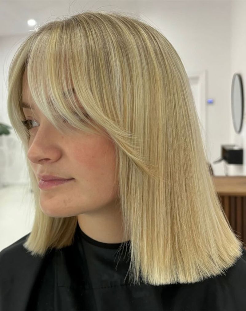 Sleek Straight Lob with Curtain Bangs