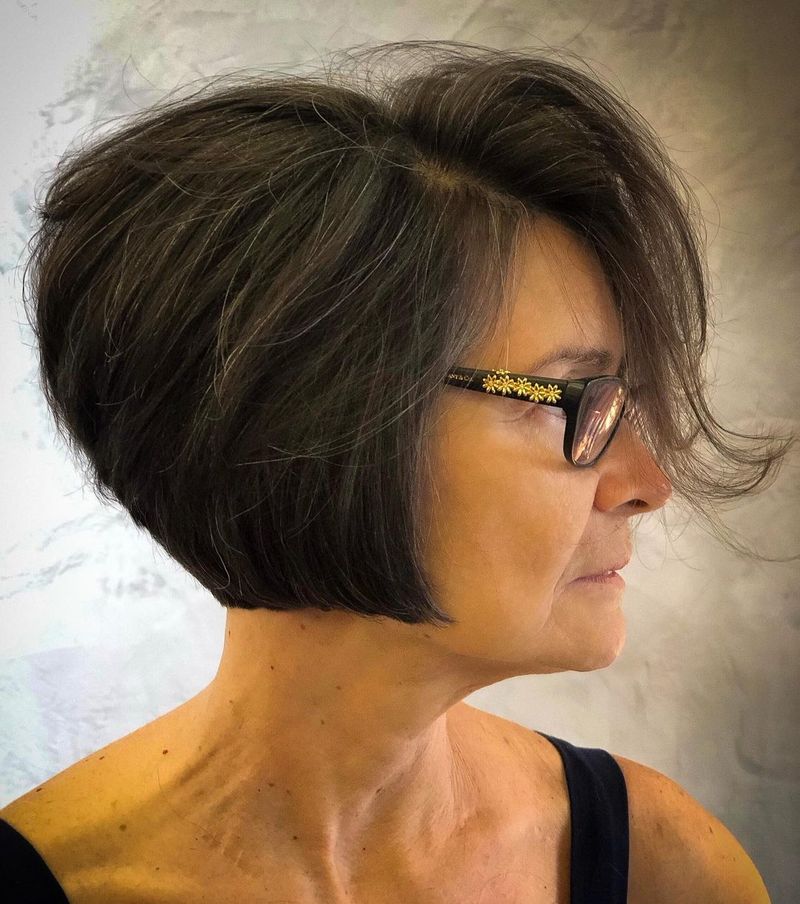 Stacked Wedge with Bangs