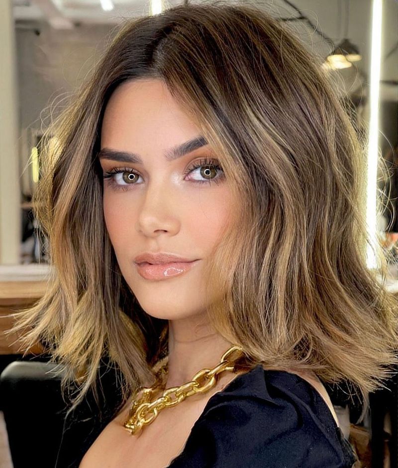 Tousled Midi Cut with Toffee Balayage