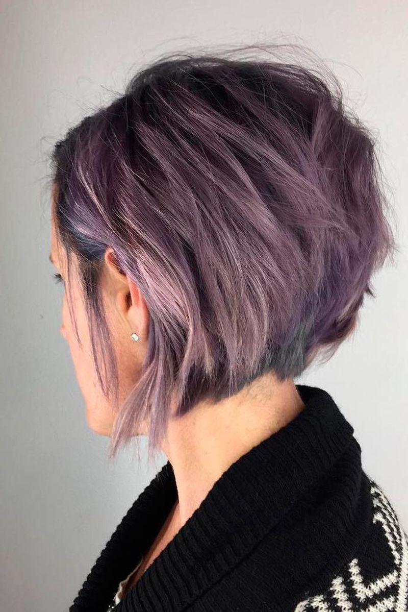 Asymmetrical Bob with Plum Accents