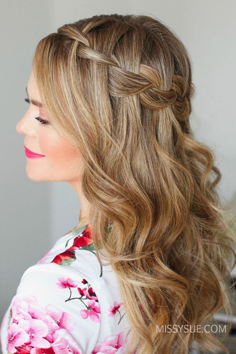 Waterfall Braid for Evening Events