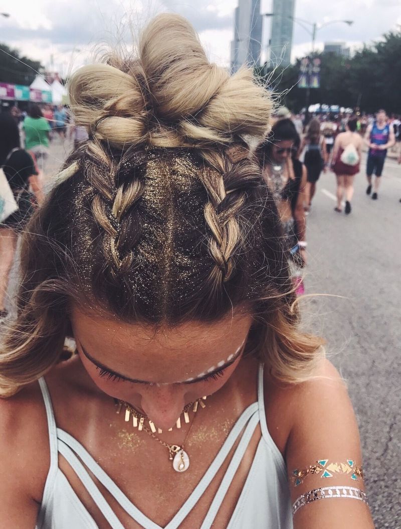 Half-Up Top Knot With Glitter Roots