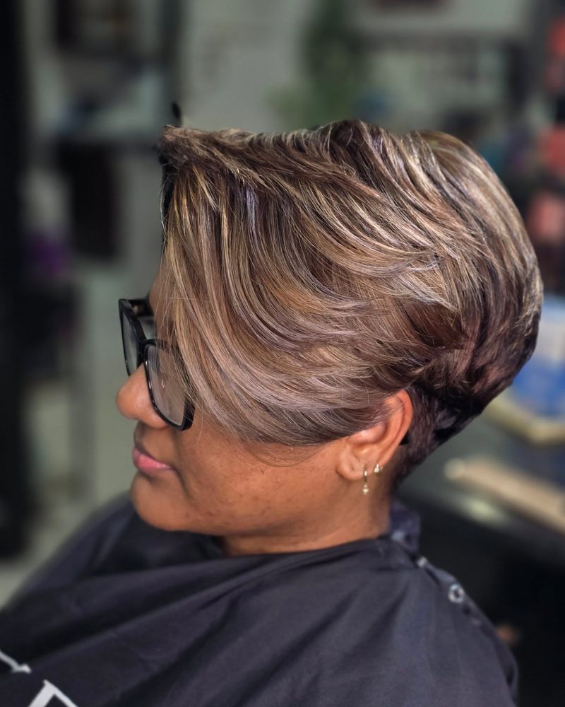 Caramel Brunette Pixie Accent