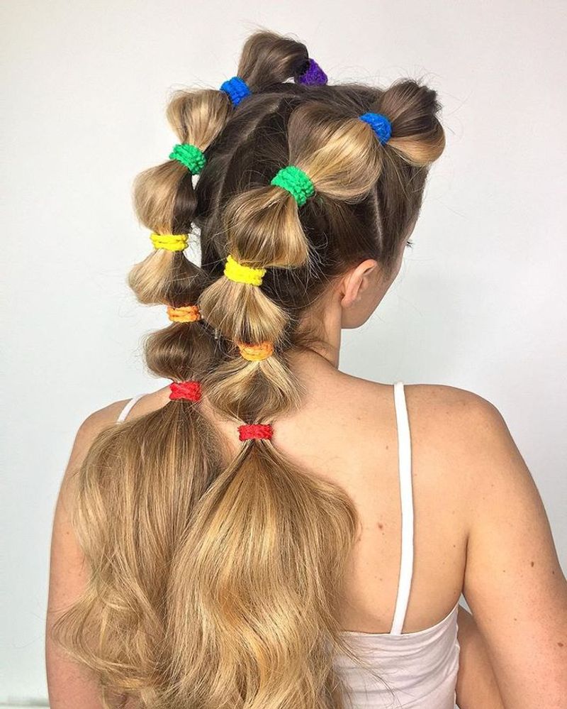 Bubble Ponytail With Neon Elastics