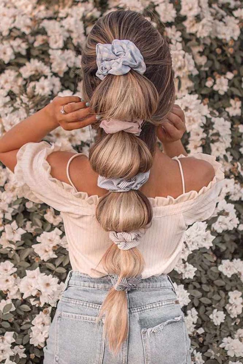 Scrunchie-Stacked High Ponytail