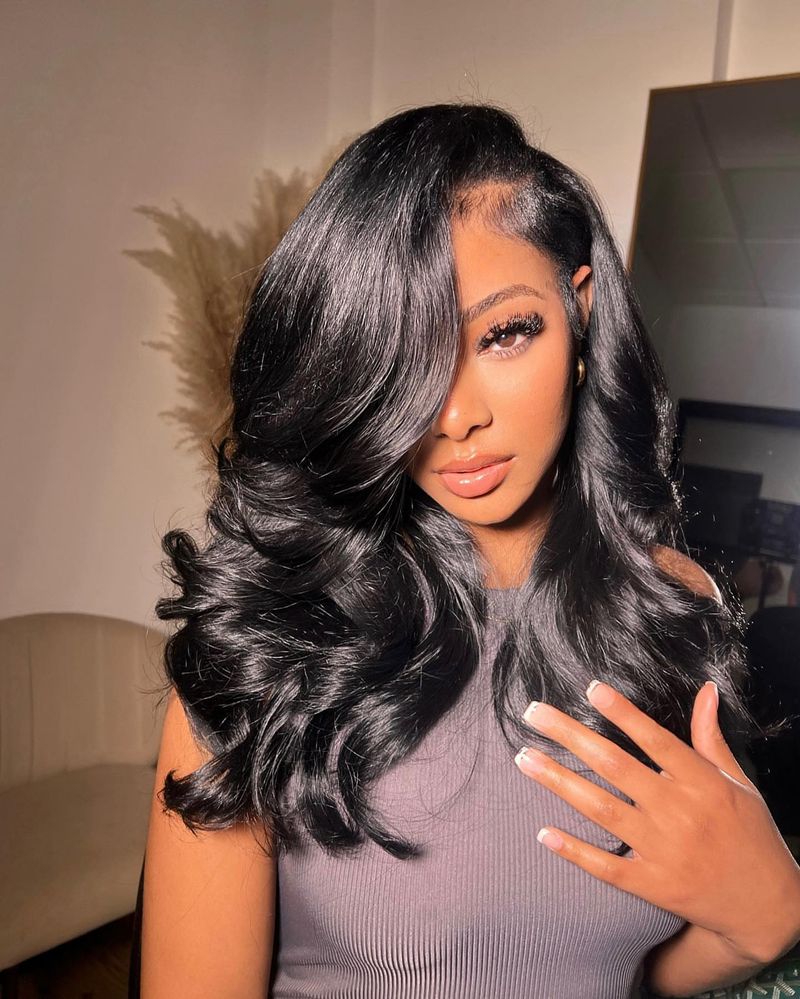 Deep Side Part with Glamorous Waves
