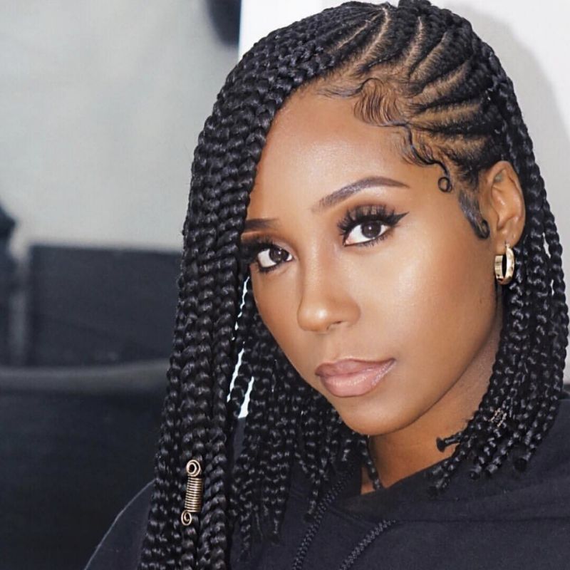 Side-Swept Fulani Braids