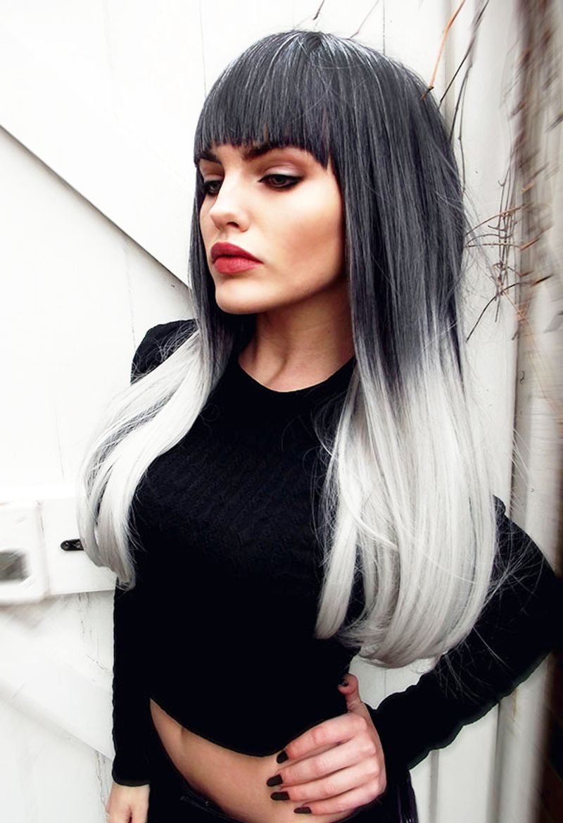 Blunt Fringe with Graphite Gray Ombré