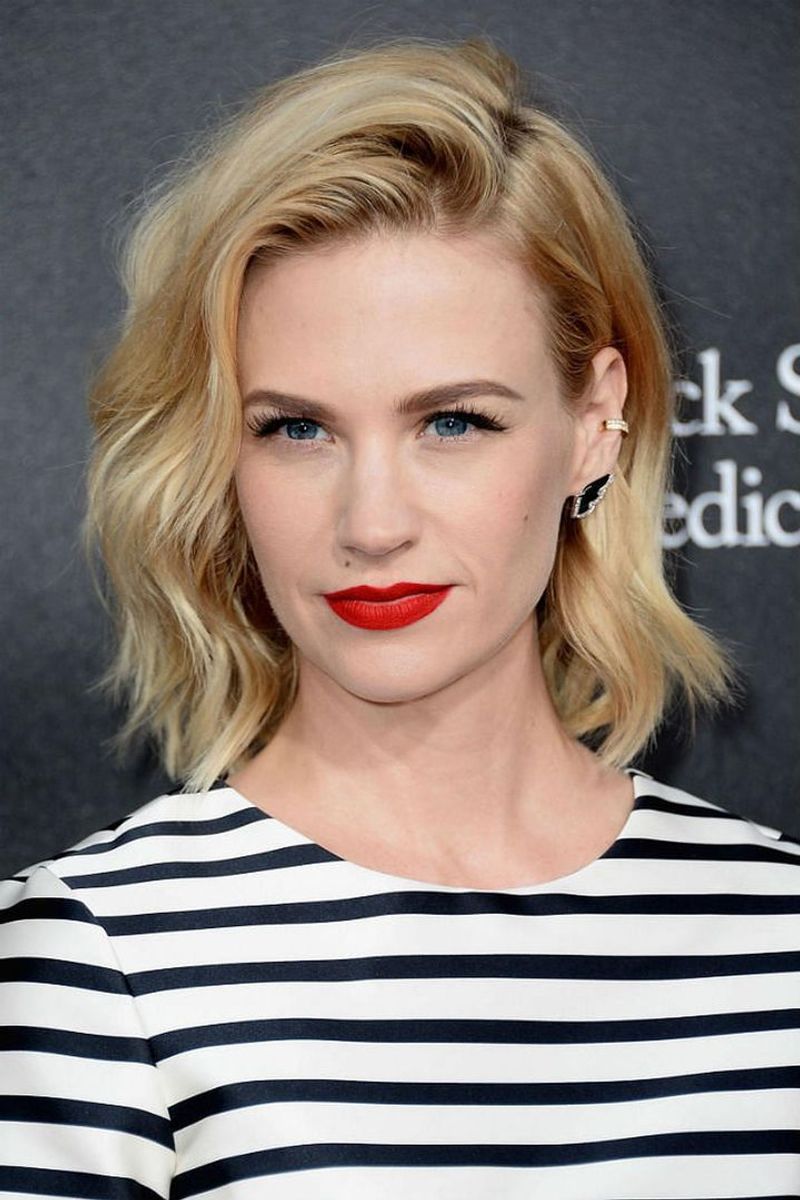 January Jones's Platinum Textured Bob