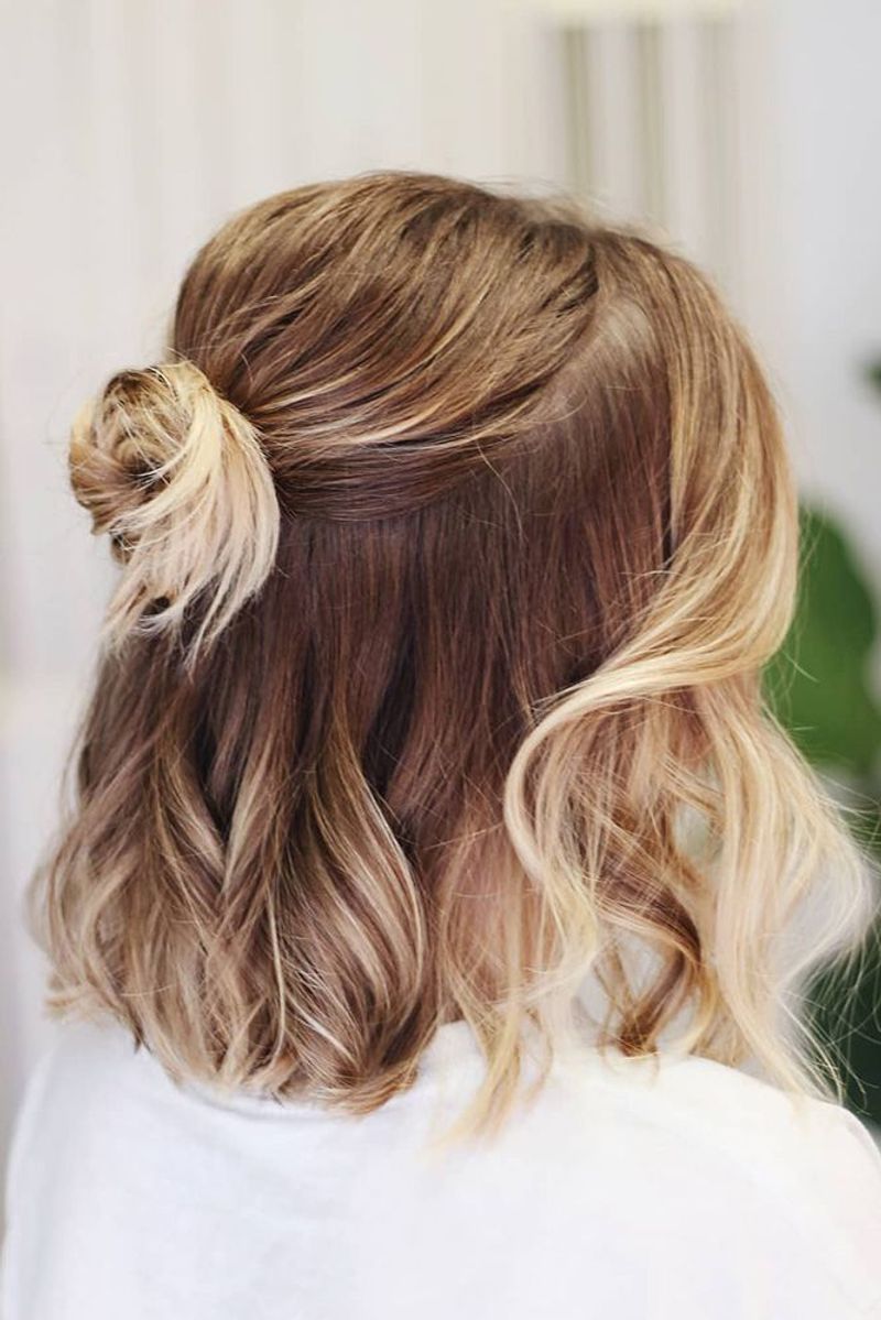 Half-Up Looped Bun for Layered Hair