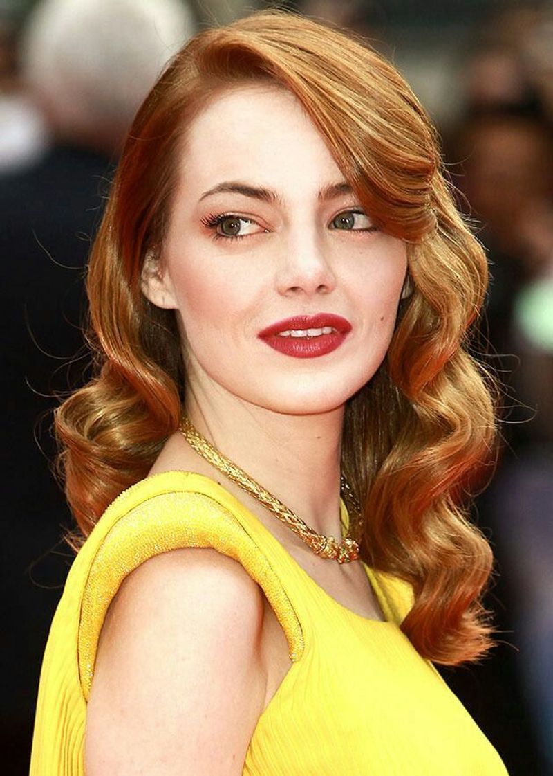 Emma Stone's Vintage-Inspired Auburn Waves