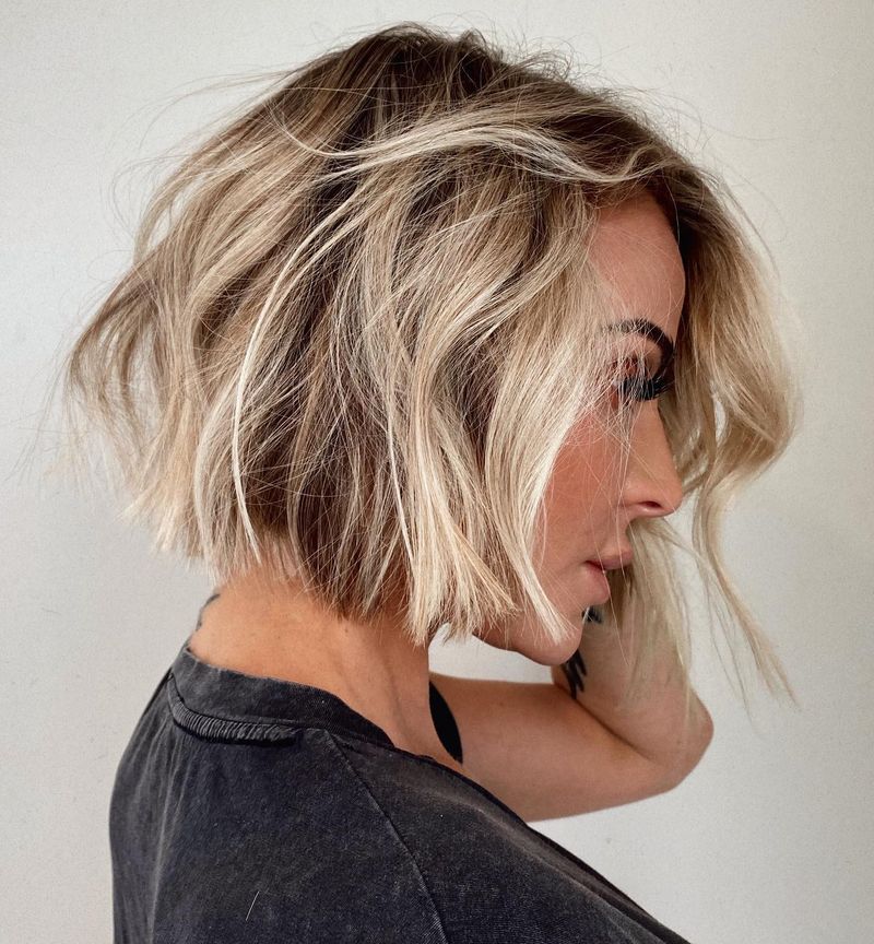 Tousled Chin-Length Cut with Arched Bangs