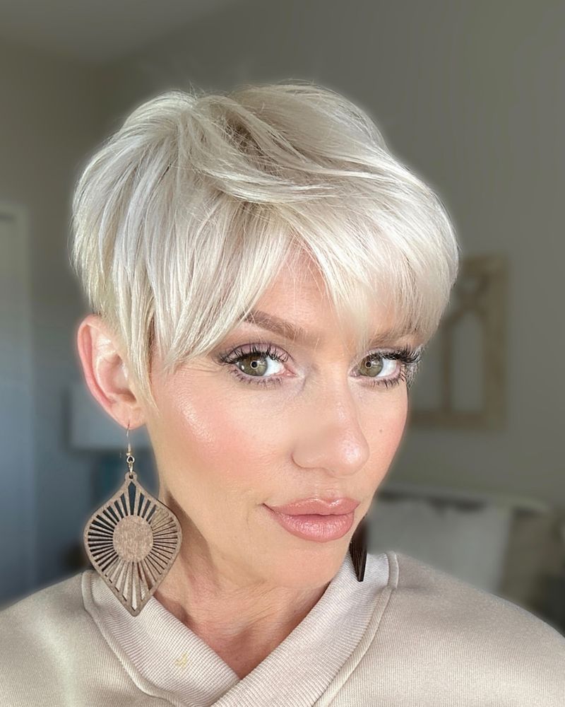 Textured Pixie with Swept Fringe