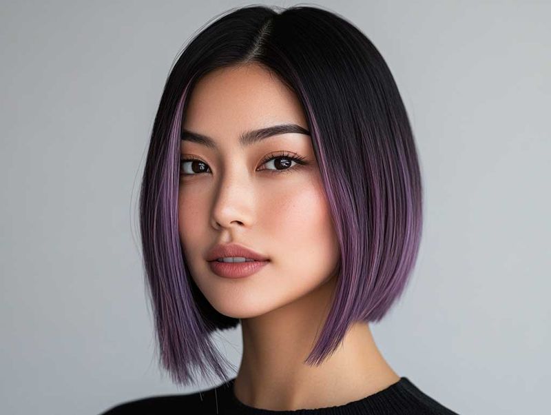 Chin-Length Bob with Smoky Lavender Tips